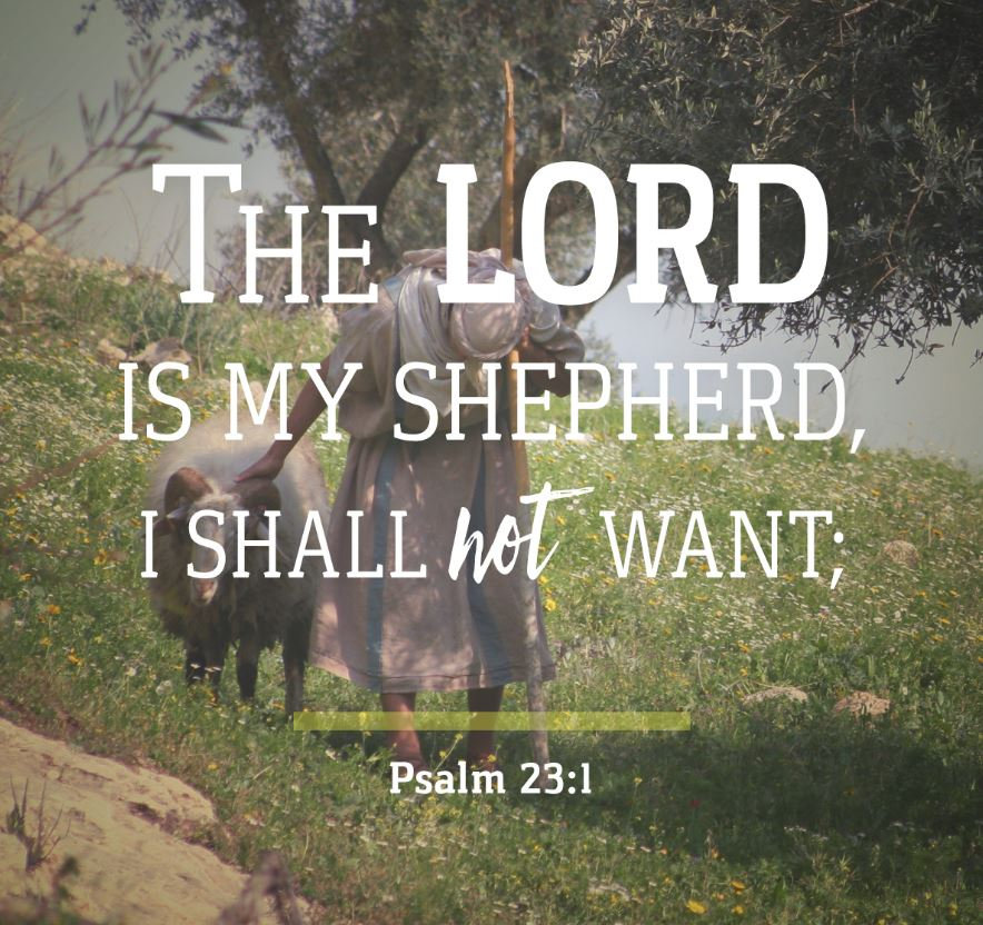 The Lord is my Shepherd, I shall not want - Psalm 23:1